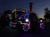 A view of a train in a Christmas village set up in the Tlahuac Forest in Mexico City, Mexico, on December 15, 2024. (