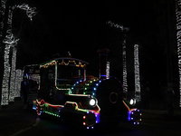 A view of a train in a Christmas village set up in the Tlahuac Forest in Mexico City, Mexico, on December 15, 2024. (