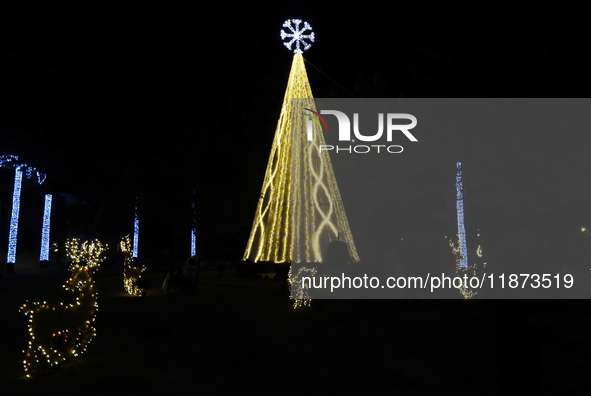 A view of a Christmas village set up in the Tlahuac Forest in Mexico City, Mexico, on December 15, 2024. 