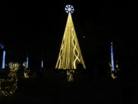 A view of a Christmas village set up in the Tlahuac Forest in Mexico City, Mexico, on December 15, 2024. (