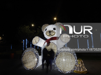 A view of a Christmas village set up in the Tlahuac Forest in Mexico City, Mexico, on December 15, 2024. (