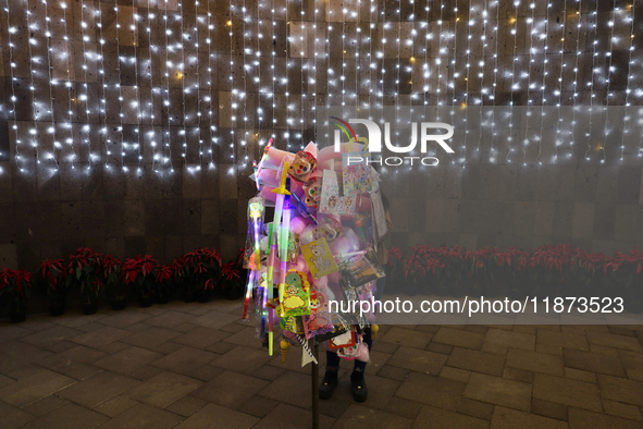 A view of a vendor in a Christmas village set up in the Tlahuac Forest, in Mexico City, Mexico, on December 15, 2024. 