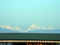 Mount Kangchenjunga is seen from Siliguri, India, on December 16, 2024. Kangchenjunga is the world's third highest mountain at 8,169 feet af...