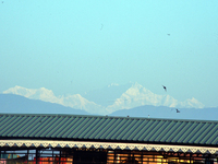 Mount Kangchenjunga is seen from Siliguri, India, on December 16, 2024. Kangchenjunga is the world's third highest mountain at 8,169 feet af...