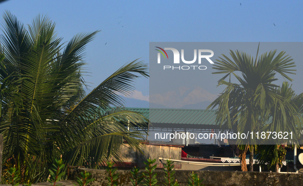 Mount Kangchenjunga is seen from Siliguri, India, on December 16, 2024. Kangchenjunga is the world's third highest mountain at 8,169 feet af...