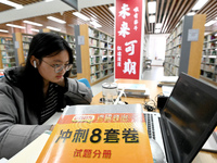 Students prepare for the 2025 national postgraduate entrance exam at Hebei University of Engineering in Handan, China, on December 16, 2024....