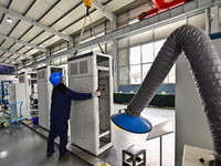 A worker works at a workshop of a water supply equipment manufacturing company in Qingzhou, China, on December 16, 2024. (