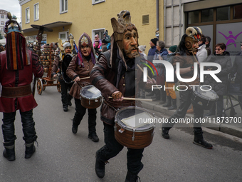 The Perchtenlauf is a centuries-old winter parade tradition held in Grafing, Bavaria, Germany, on December 15, 2024. Participants, adorned i...