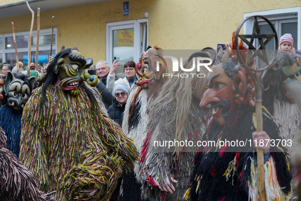 The Perchtenlauf is a centuries-old winter parade tradition held in Grafing, Bavaria, Germany, on December 15, 2024. Participants, adorned i...