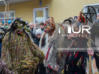 The Perchtenlauf is a centuries-old winter parade tradition held in Grafing, Bavaria, Germany, on December 15, 2024. Participants, adorned i...