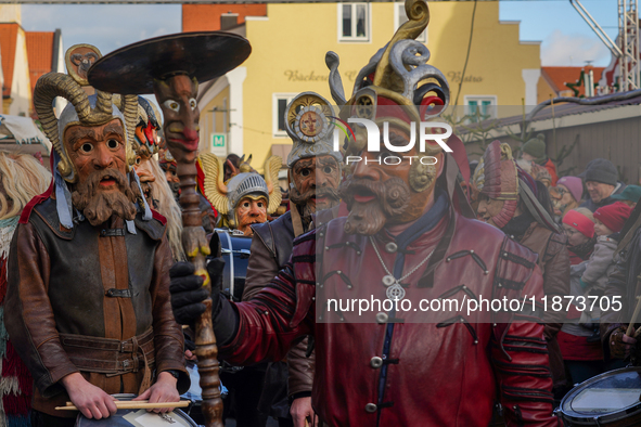 The Perchtenlauf is a centuries-old winter parade tradition held in Grafing, Bavaria, Germany, on December 15, 2024. Participants, adorned i...