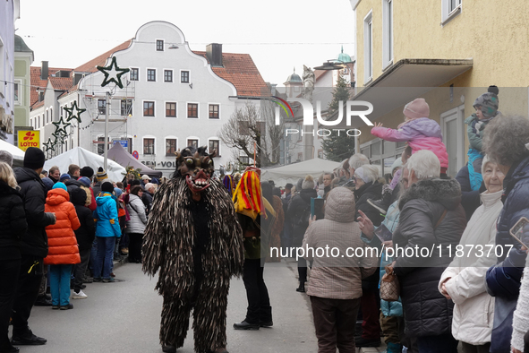 The Perchtenlauf is a centuries-old winter parade tradition held in Grafing, Bavaria, Germany, on December 15, 2024. Participants, adorned i...