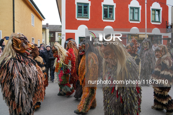 The Perchtenlauf is a centuries-old winter parade tradition held in Grafing, Bavaria, Germany, on December 15, 2024. Participants, adorned i...