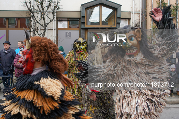 The Perchtenlauf is a centuries-old winter parade tradition held in Grafing, Bavaria, Germany, on December 15, 2024. Participants, adorned i...