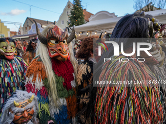 The Perchtenlauf is a centuries-old winter parade tradition held in Grafing, Bavaria, Germany, on December 15, 2024. Participants, adorned i...