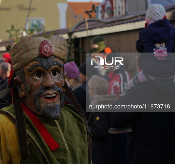 The Perchtenlauf is a centuries-old winter parade tradition held in Grafing, Bavaria, Germany, on December 15, 2024. Participants, adorned i...