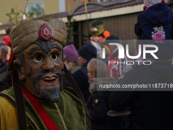 The Perchtenlauf is a centuries-old winter parade tradition held in Grafing, Bavaria, Germany, on December 15, 2024. Participants, adorned i...