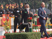 Bangladesh delegates pay tribute by placing a wreath on the occasion of 'Vijay Diwas' at the Eastern Command headquarters of the Indian Army...