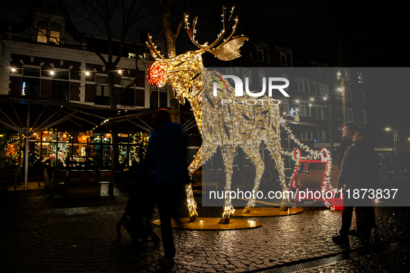 Light sculptures in different shapes are placed around the city center to celebrate Christmas in Nijmegen, on December 15, 2024. 