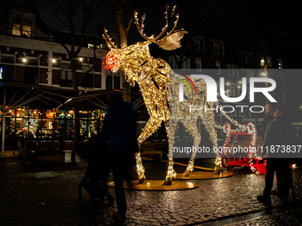 Light sculptures in different shapes are placed around the city center to celebrate Christmas in Nijmegen, on December 15, 2024. (