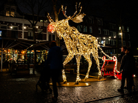 Light sculptures in different shapes are placed around the city center to celebrate Christmas in Nijmegen, on December 15, 2024. (