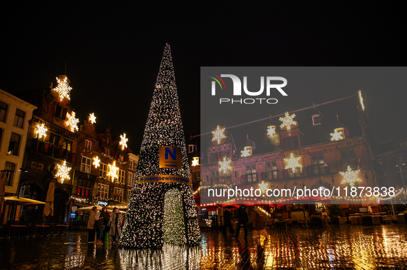 Light sculptures in different shapes are placed around the city center to celebrate Christmas in Nijmegen, on December 15, 2024. 