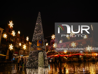 Light sculptures in different shapes are placed around the city center to celebrate Christmas in Nijmegen, on December 15, 2024. (