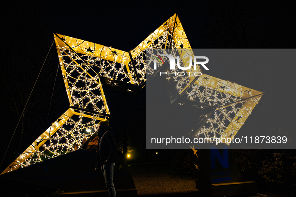 Light sculptures in different shapes are placed around the city center to celebrate Christmas in Nijmegen, on December 15, 2024. 