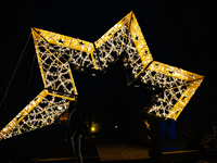 Light sculptures in different shapes are placed around the city center to celebrate Christmas in Nijmegen, on December 15, 2024. (