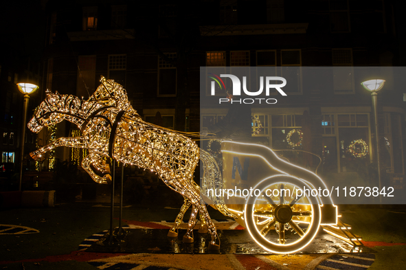 Light sculptures in different shapes are placed around the city center to celebrate Christmas in Nijmegen, on December 15, 2024. 