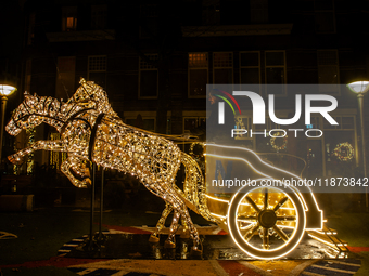 Light sculptures in different shapes are placed around the city center to celebrate Christmas in Nijmegen, on December 15, 2024. (