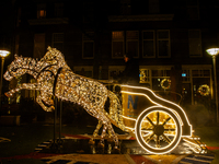 Light sculptures in different shapes are placed around the city center to celebrate Christmas in Nijmegen, on December 15, 2024. (