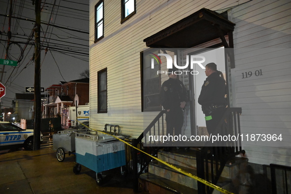 A 32-year-old woman dies and a 49-year-old man is wounded in a shooting in College Point, Queens, New York, United States, on December 16, 2...