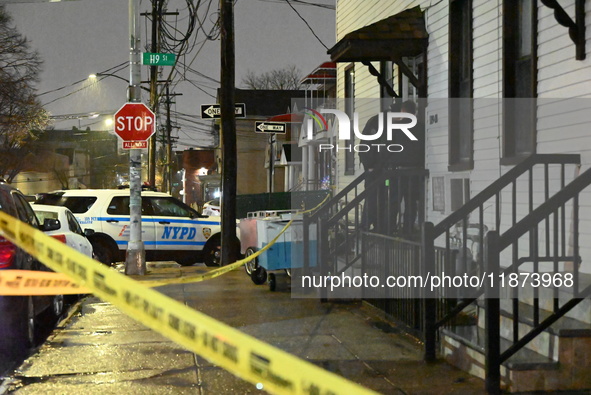 A 32-year-old woman dies and a 49-year-old man is wounded in a shooting in College Point, Queens, New York, United States, on December 16, 2...