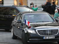 In Warsaw, Poland, on December 12, 2024, a car with French President Emmanuel Macron is present during a meeting with Polish President Andrz...