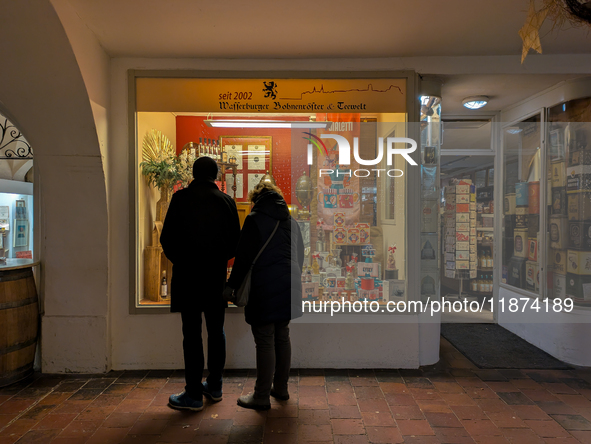 A shop window is festively decorated in Wasserburg am Inn, Bavaria, Germany, on December 15, 2024. 