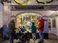 A shop window is festively decorated in Wasserburg am Inn, Bavaria, Germany, on December 15, 2024. (