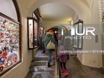 A shop window is festively decorated in Wasserburg am Inn, Bavaria, Germany, on December 15, 2024. (