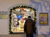 A shop window is festively decorated in Wasserburg am Inn, Bavaria, Germany, on December 15, 2024. (