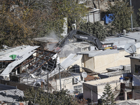 Jerusalem Municipality Machinery Demolished 11 Residential And Commercial Structures Today, December 16, 2024, In The Town Of Silwan, South...