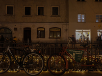 The old town of Augsburg, Bavaria, Germany, is in festive lighting on December 14, 2024. (