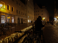 The old town of Augsburg, Bavaria, Germany, is in festive lighting on December 14, 2024. (