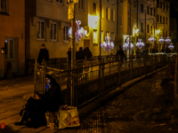 The old town of Augsburg, Bavaria, Germany, is in festive lighting on December 14, 2024. (