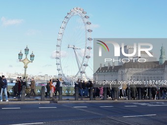 A general view of the London Eye in London, United Kingdom, on December 13, 2024. (