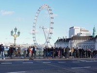 A general view of the London Eye in London, United Kingdom, on December 13, 2024. (