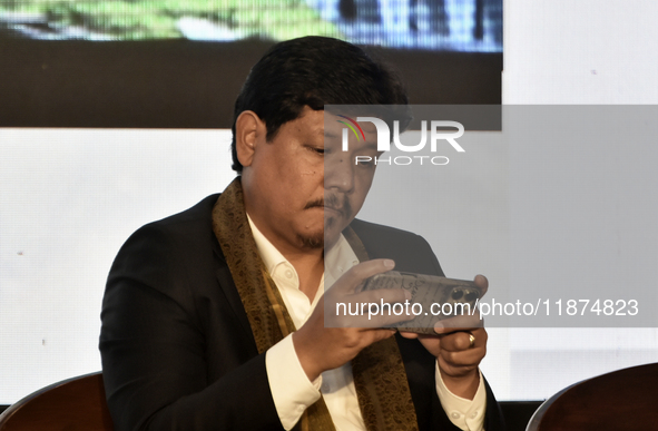 Conrad K Sangma, Hon'ble Chief Minister of Meghalaya, speaks during the North East Investors Summit event to showcase the potential hub of t...