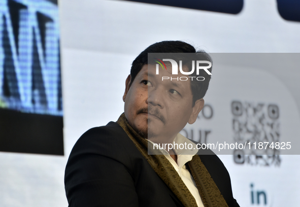 Conrad K Sangma, Hon'ble Chief Minister of Meghalaya, speaks during the North East Investors Summit event to showcase the potential hub of t...