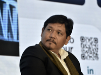 Conrad K Sangma, Hon'ble Chief Minister of Meghalaya, speaks during the North East Investors Summit event to showcase the potential hub of t...