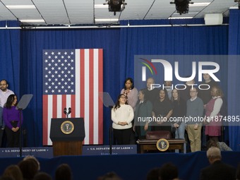 President Joe Biden signs a proclamation establishing a national monument to honor the first female Cabinet secretary, Frances Perkins, the...