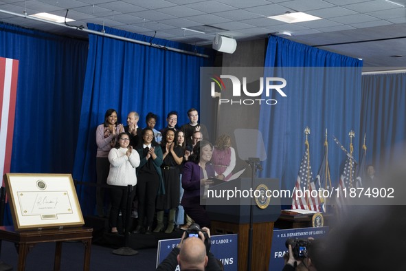 President Joe Biden signs a proclamation establishing a national monument to honor the first female Cabinet secretary, Frances Perkins, the...